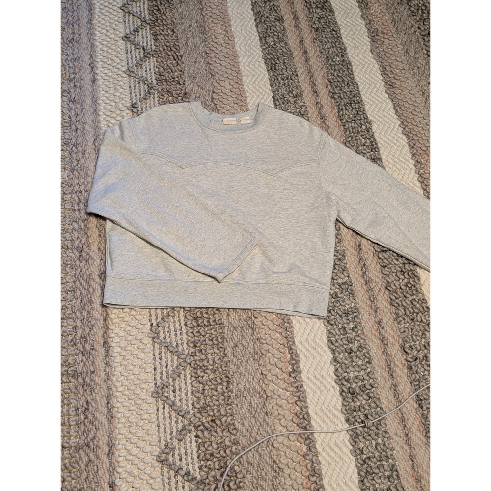 Levis Womens Western Yoke Crewneck Sweatshirt Grey Heather Relaxed Fit Medium